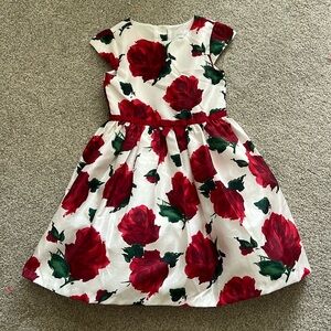 Girls Red Roses Gymboree Dresz Size 7 - Holiday Dress